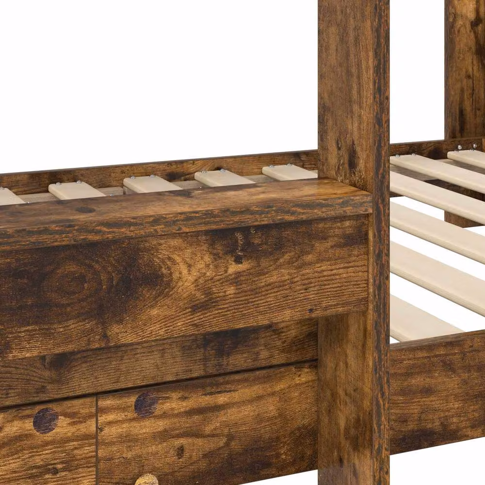 Berkfield Home Modern Two-Level Bunk Bed for Children in Smoked Oak Brown, Engineered Wood, W: 75 cm, L: 190 cm – 6