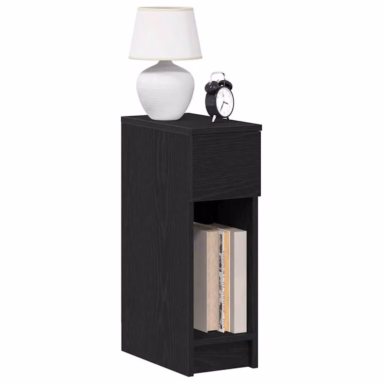 Berkfield Home Durable Bedside Cabinets with Drawer, 2 Pack, Black Oak, W/D/H: 20 x 36 x 60 cm