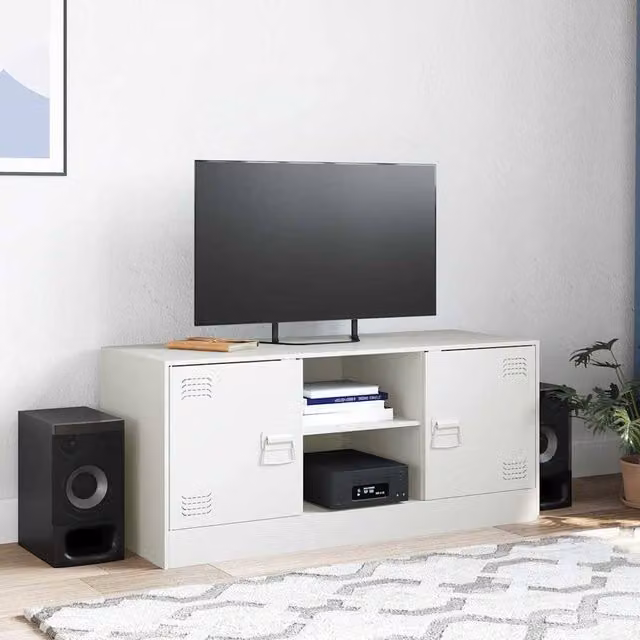Berkfield Home White Metal TV Cabinet W: 99 cm, D: 39 cm, H: 44 cm