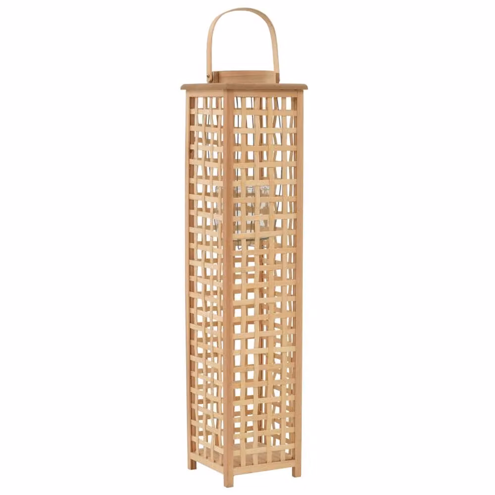 Berkfield Home Hanging Bamboo Candle Lantern Holder in Natural Beige, W/D/H: 19.5 x 19.5 x 84 cm – 2
