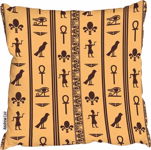 Andrew Lee Egyptian Eye Of Horus Square Cushion, Orange, W: 60 cm, D: 60 cm, H: 1 cm
