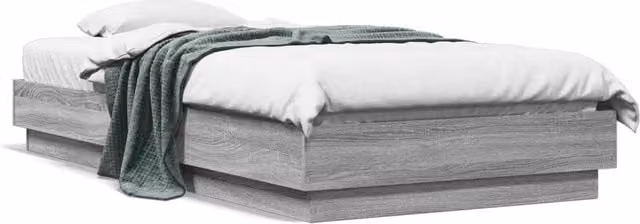 Berkfield Home Sonoma Single Bed Frame in Grey Engineered Wood, W/D/H: 90 x 190 cm