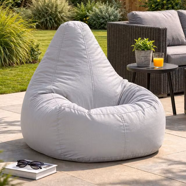 ICON Grey Water Repellent Adult Bean Bag Chair for Indoor and Outdoor Use – 5