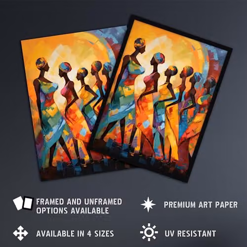 Artery8 African Cultural Dance Tribal Traditional Music Unframed Wall Art Poster, Multicolour, W: 30.5 cm, H: 40.5 cm – 2