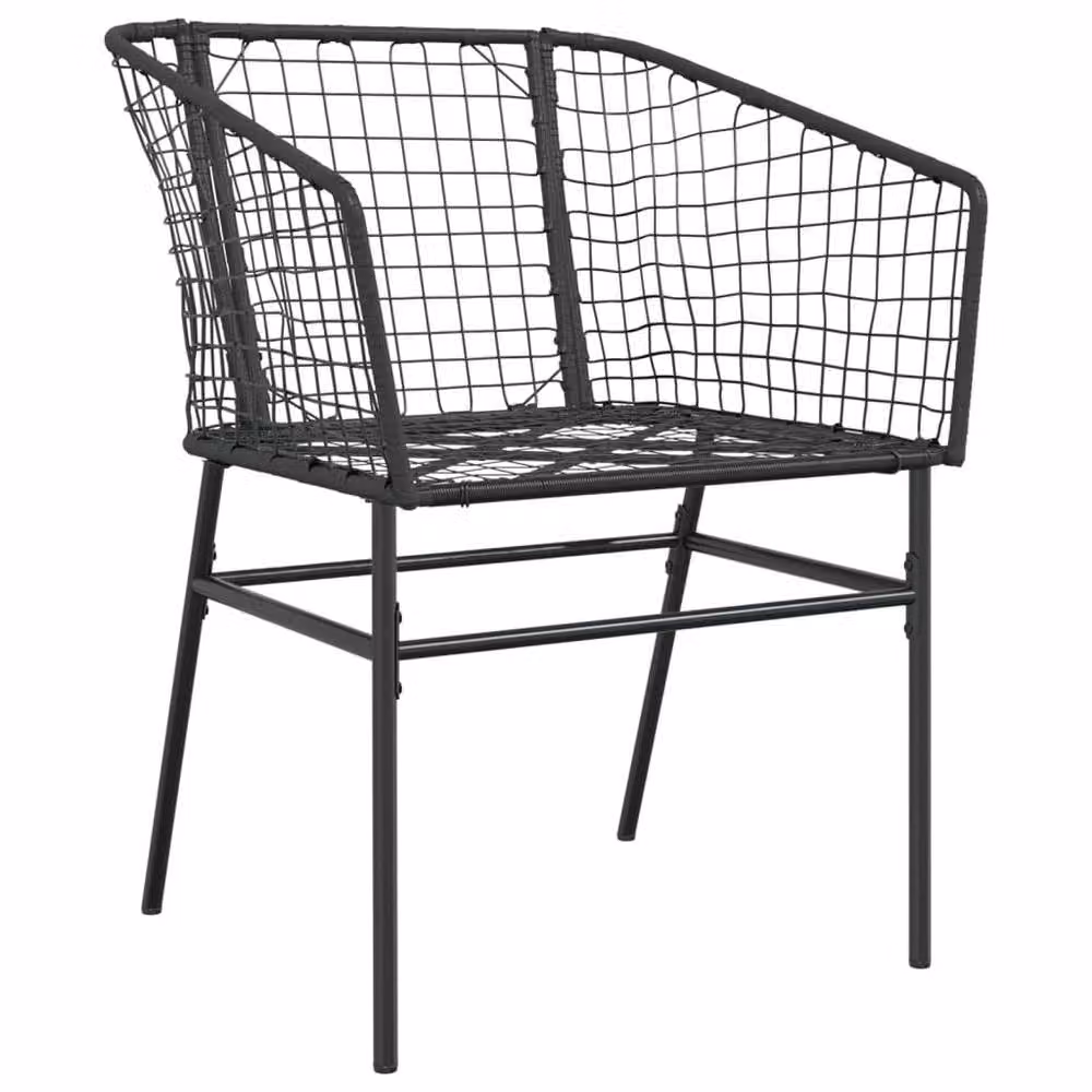 Berkfield Home Beautiful Modern Black Poly Rattan and Steel Garden Chairs, 2 Piece Set – 2