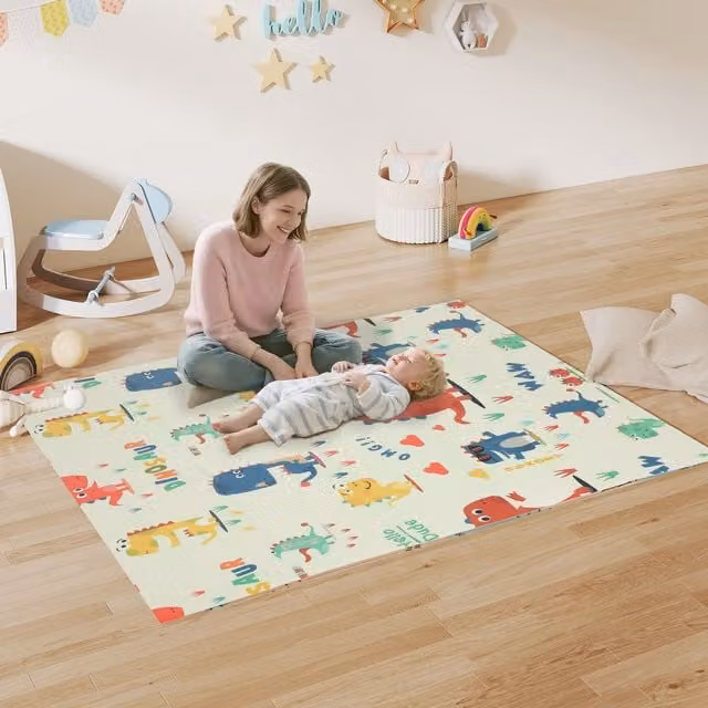 AIYAPLAY Reversible Dinosaur Theme Baby Play Mat in Multicolour XPE Foam
