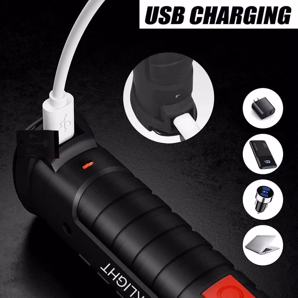 NESTLUNE 2 Pack USB Rechargeable COB Magnetic LED Work Lights in Black – 4