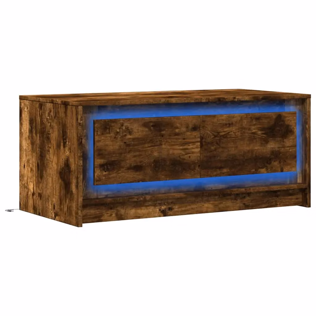 Berkfield Home Smoked Oak Coffee Table with LED Lights in Brown – 2