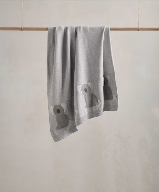 Mamas & Papas Grey Koala Knitted Cotton Baby Blanket