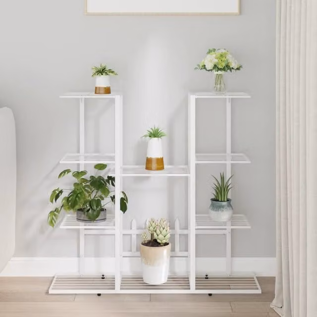 Berkfield Home White Iron Flower Stand, W/D/H: 25 x 25 x 89 cm