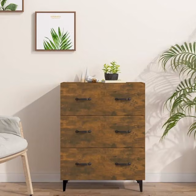 Berkfield Home Smoked Oak Sideboard in Brown, W/D/H: 69.5 x 34 x 90 cm – 1
