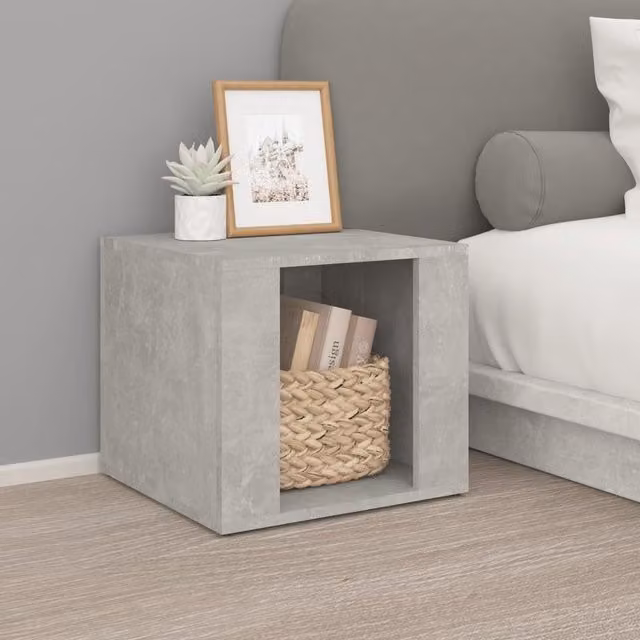 Berkfield Home Bedside Table in Concrete Grey, W/D/H: 41 x 40 x 36 cm