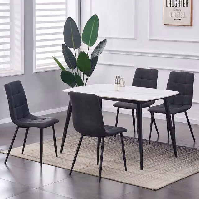 MCC Direct Henri Set of 4 Faux Suede Dining Chairs in Charcoal Grey – 1
