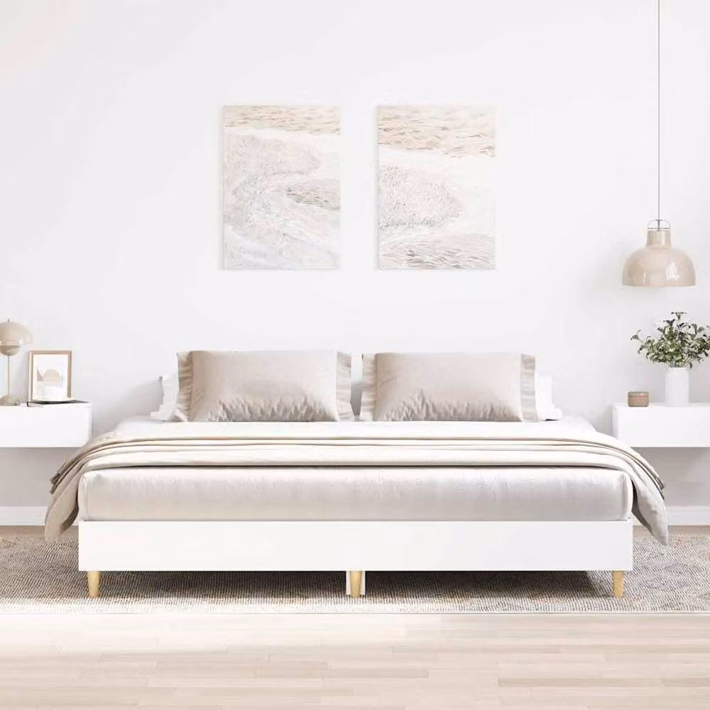 Berkfield Home Bed Frame in White Engineered Wood, W/D/H: 160 x 200 x 25 cm – 2