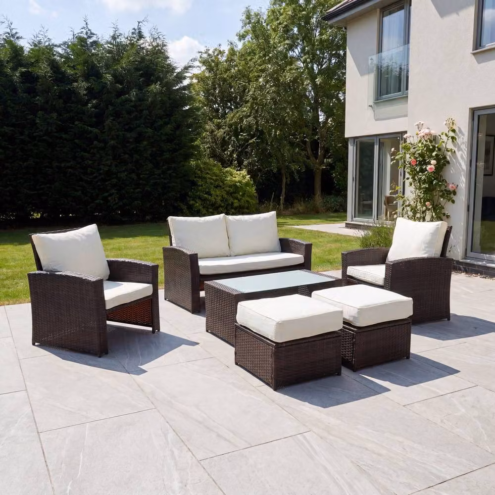 Artemis Home Dovera 6 Seat Rattan Patio Set in Brown – 2