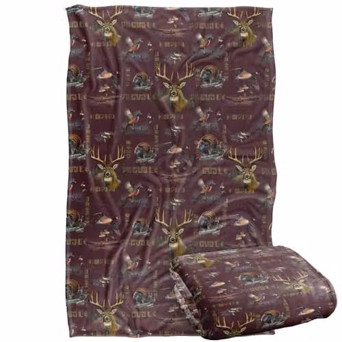 JQ Licensing Big Game Hunting Pattern Super Soft Fleece Throw Blanket, Multicolour, W/D/H: 91 x 147 cm – 1