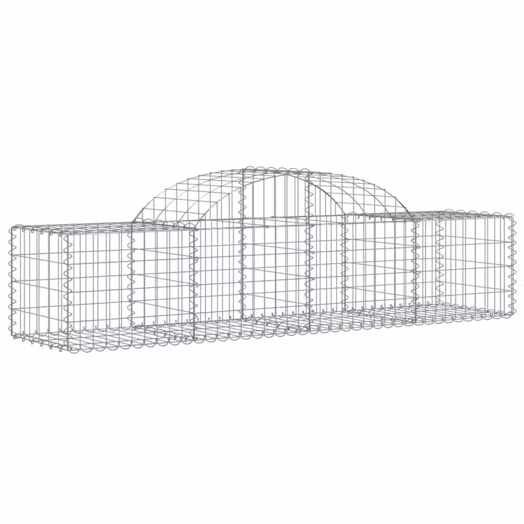 Berkfield Home Arched Gabion Basket in Silver Galvanised Steel, W: 200 cm, D: 50 cm, H: 40-60 cm – 2