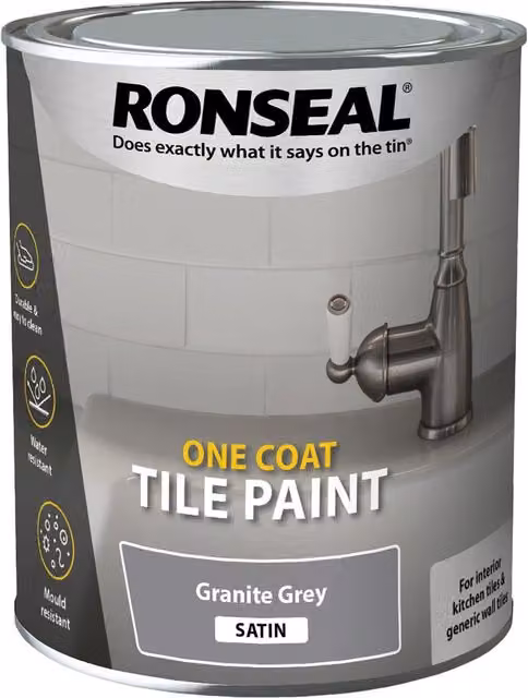 Ronseal One Coat Tile Paint in Grey, 0.75 l – 3