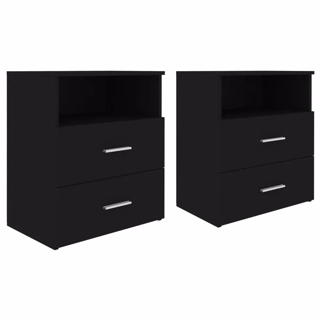 Berkfield Home Set of 2 Modern Black Bedside Cabinets, W/D/H: 50 x 32 x 60 cm – 2