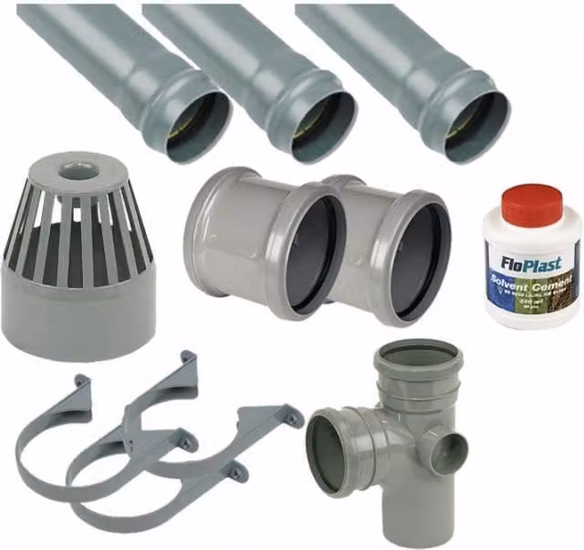 FloPlast Ring Seal Soil Stack Complete Kit, 110mm, Grey