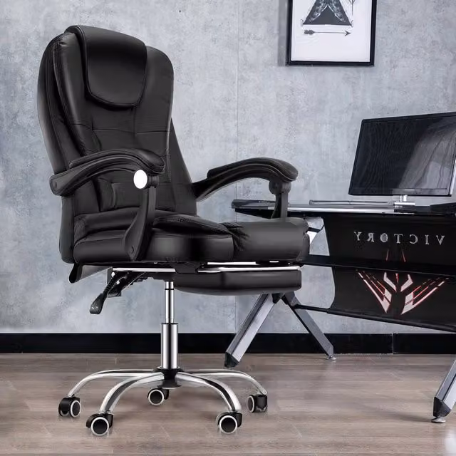 EONLION Black Synthetic Leather Swivel Gaming and Executive Office Chair