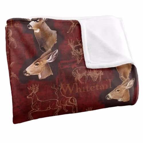 JQ Licensing Mule Whitetail Deer Hunting Pattern Super Soft Fleece Throw Blanket, White, W/D/H: 152 x 127 cm – 2