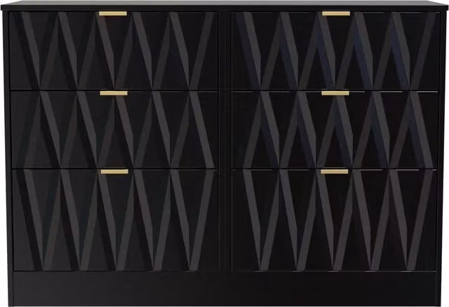 Ready Assembled 2 U Washington 6 Drawer Wide Chest in True Black