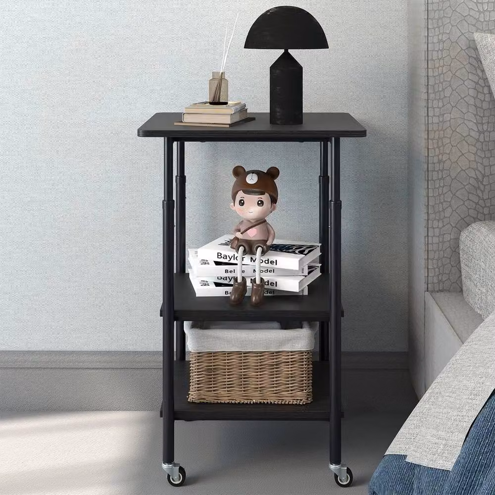 KORVIXA 3-Tier Printer Cart with Storage Shelves and Locking Wheels in Black – 3