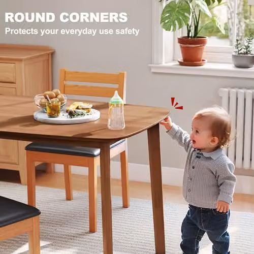 HOMCOM Rectangular Dining Table with Rounded Corners, Brown, W: 150 cm, D: 80 cm, H: 76 cm – 5