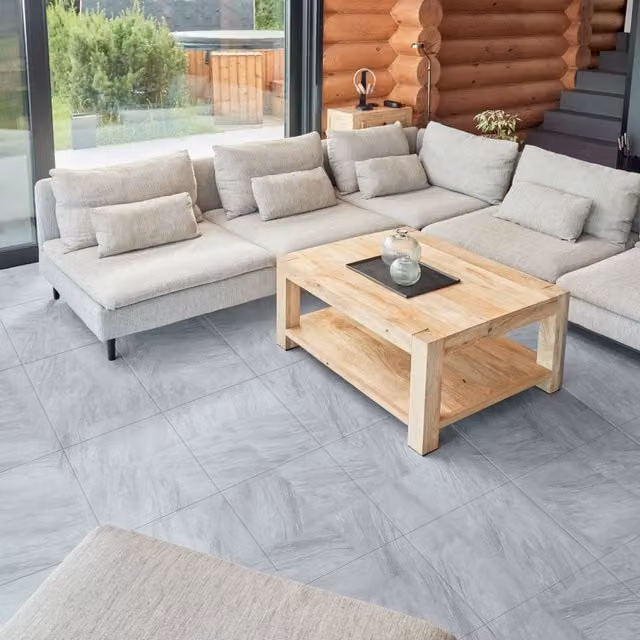 Novecrafto Self Adhesive Square Vinyl Floor Tiles, Grey and White Marble Stone Look, 34 Pack, W/D: 45.72 x 45.72 cm