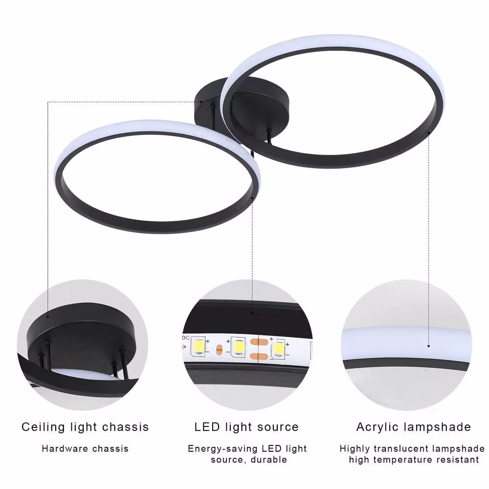 COMELY Round LED Ceiling Light, 42 W, Black, Diameter: 40 cm – 3