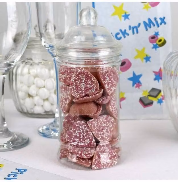 KDMD Pink Hearts with Sprinkles Candy Jar 2 Pack, 7.5 g per jar