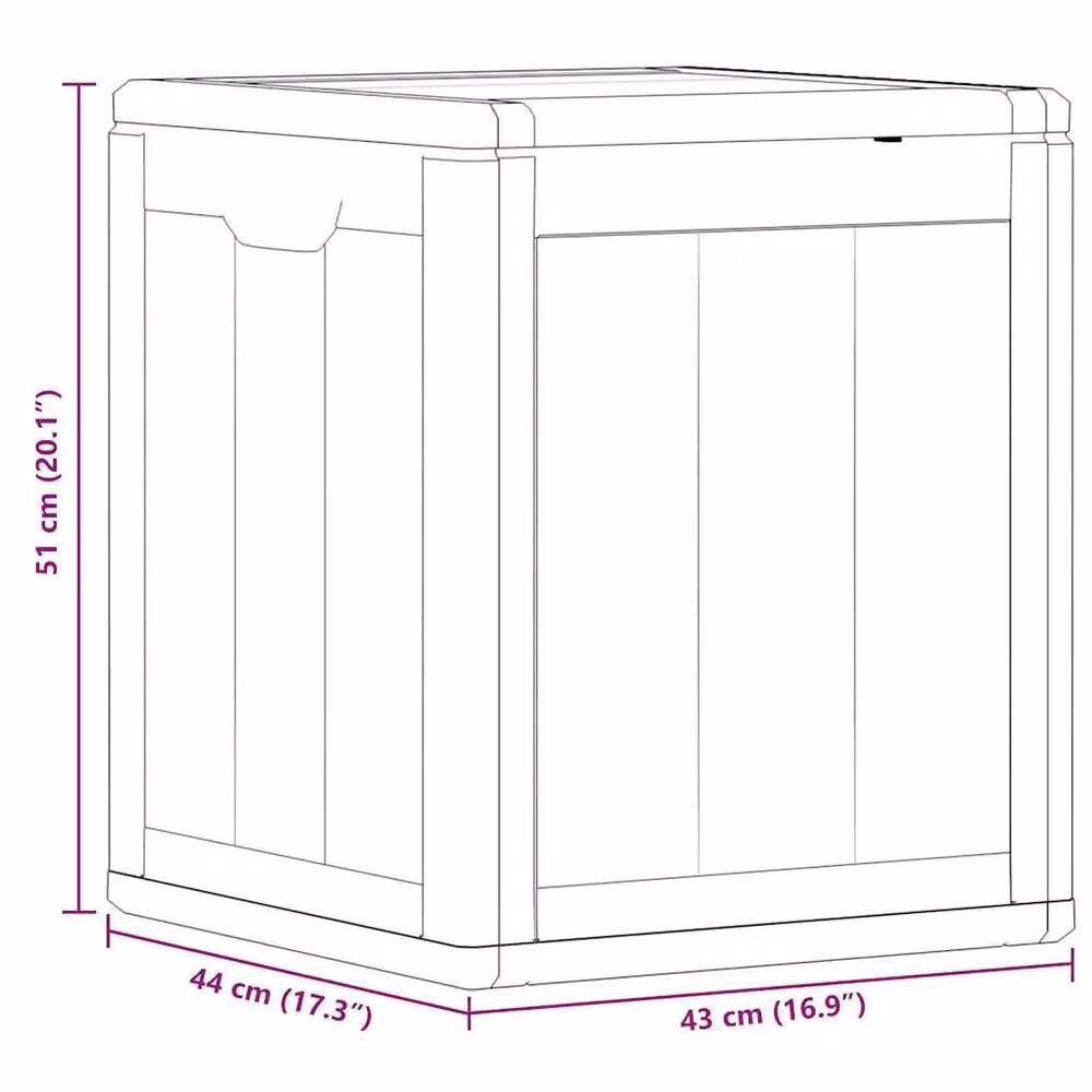 Berkfield Home Garden Storage Box 90L Grey Rattan Plastic W/D/H: 51 x 44 x 43 cm – 4