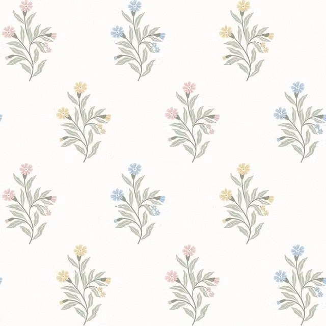 I Love Wallpaper Meadow Flower Botanical Floral Wallpaper in Yellow and Multicolour Pastels