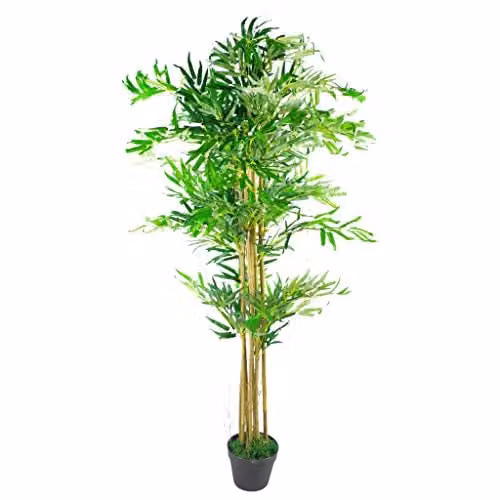 Leaf Realistic Artificial Bamboo Tree with Copper Metal Planter, Green, Height: 150 cm