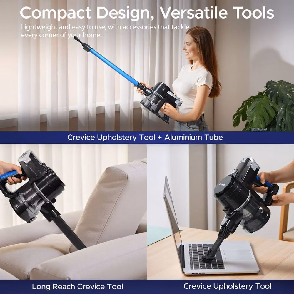 Keplin Blue Cordless Bagless Vacuum Cleaner with LED Display and 250W Suction Power – 4