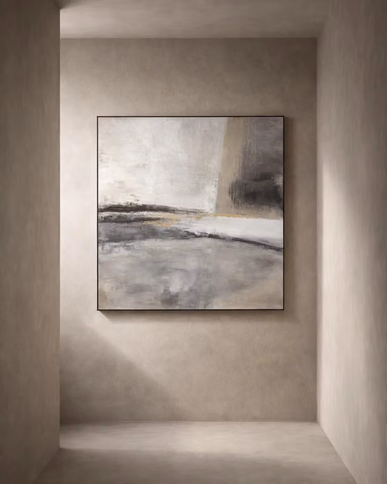 Tommy Franks Yves Abstract Modern Canvas Painting in Grey and Multicolour, W: 180 cm, H: 180 cm
