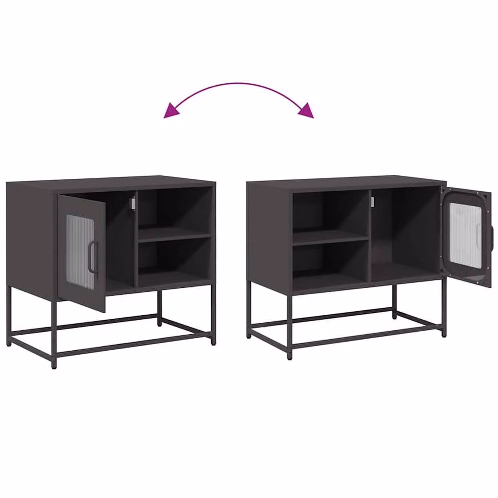 Berkfield Home Industrial Metal TV Cabinet in Black, W: 68 cm, D: 39 cm, H: 60.5 cm – 7