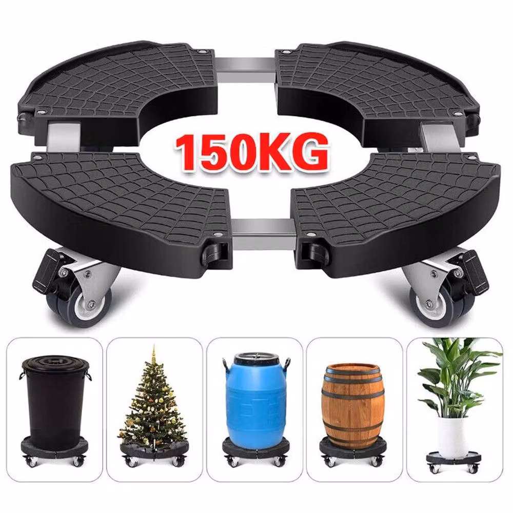 NESTLUNE Heavy Duty Metal Plant Pot Trolley Mover Stand with Wheels, Black – 2