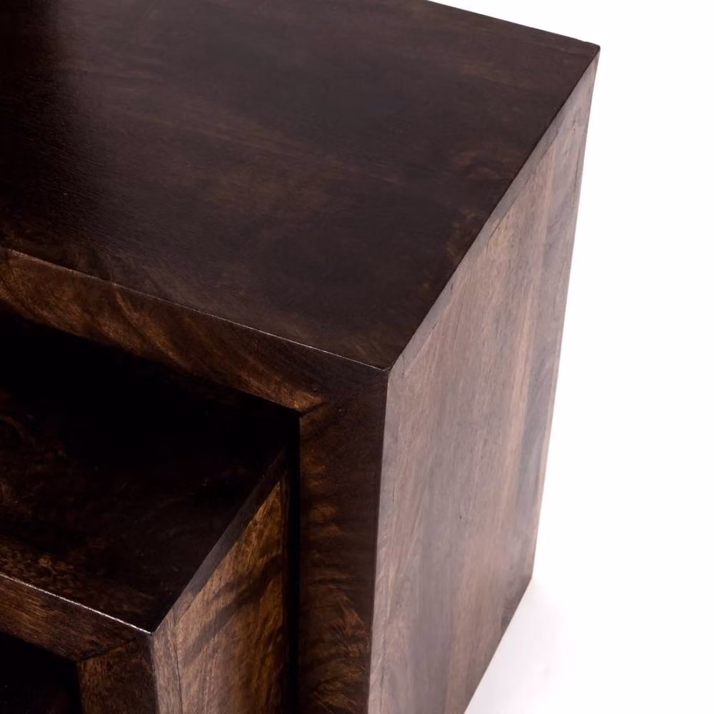 Wyld Haus Set of 3 Phuket Mango Wood Nesting Tables in Brown – 3
