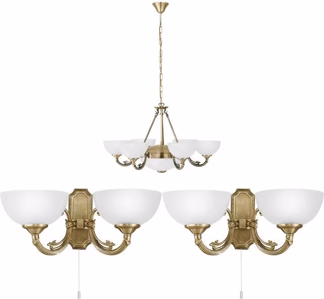 Loops Bronze Satin and Clear Glass Ceiling Pendant and Matching Wall Light Set