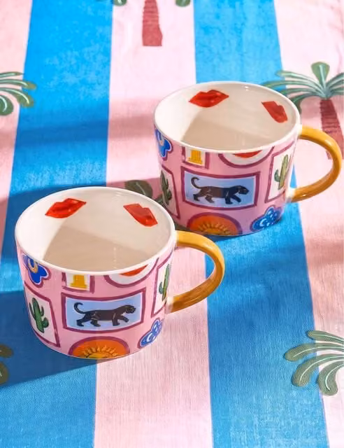 Eleanor Bowmer Set of 2 Electric Coast Icon Stoneware Mugs, Multicolour