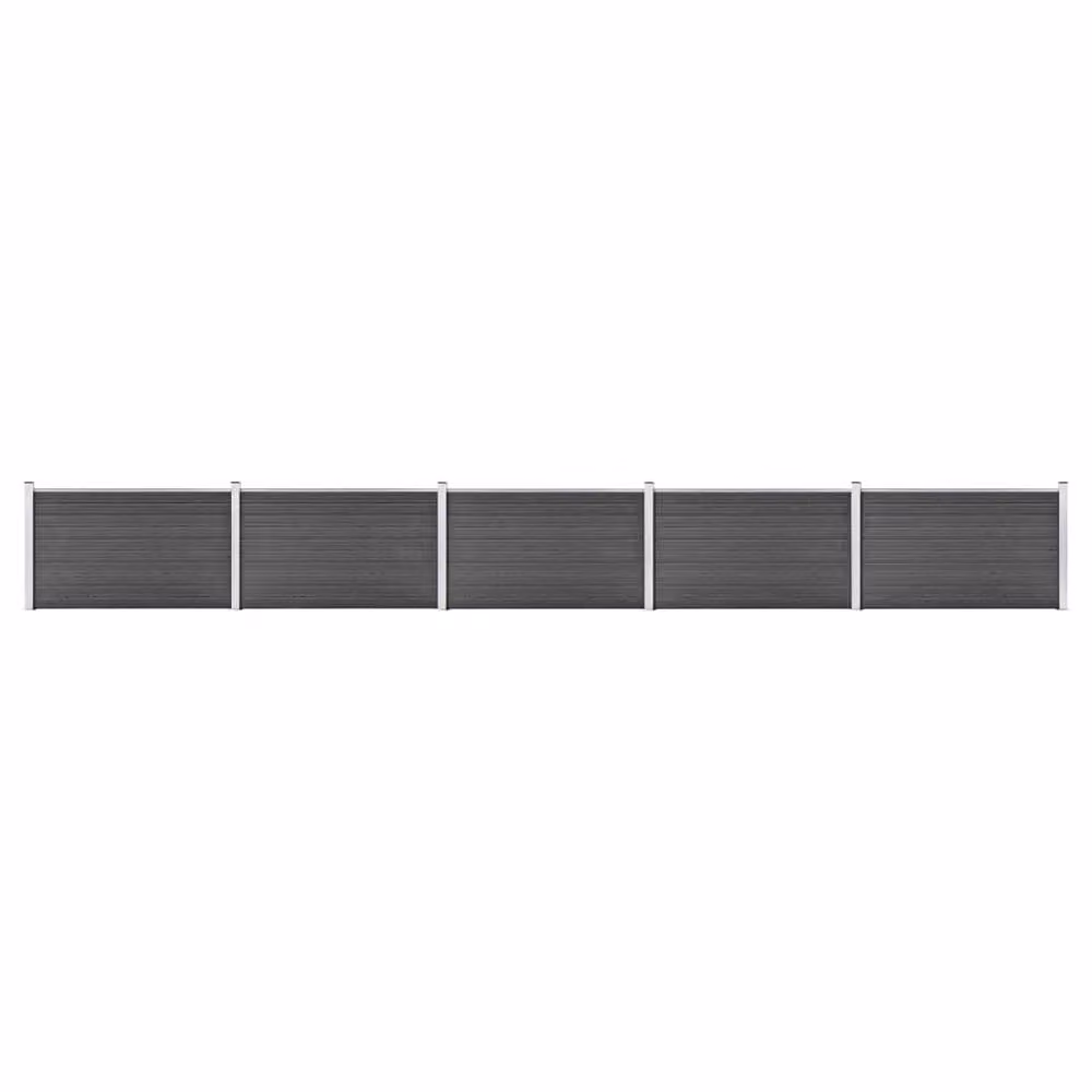 Berkfield Home Durable WPC Fence Panel Set, Black, W: 872 cm, H: 105 cm – 2