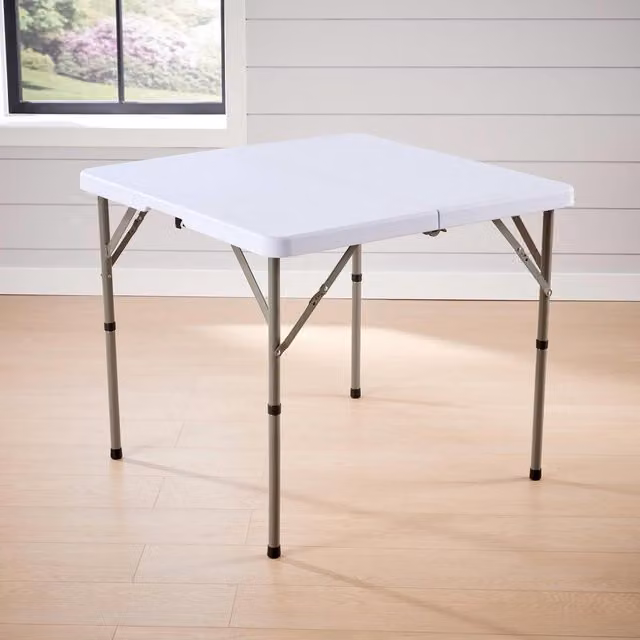 Home Source Square Folding Trestle Table in White