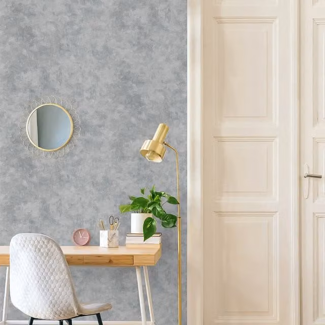 Grandeco Grey Crushed Velvet Abstract Textile Wallpaper