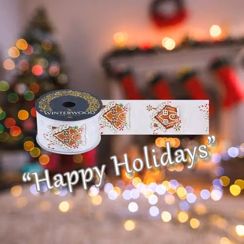 VFM e-Store White Christmas Ribbon Garland for Festive Parties, W: 7 cm, H: 10 cm – 4