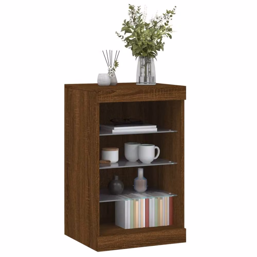 Berkfield Home Modern Sideboard with Integrated LED Lights in Brown Oak, W/D/H: 41 x 37 x 67 cm – 5