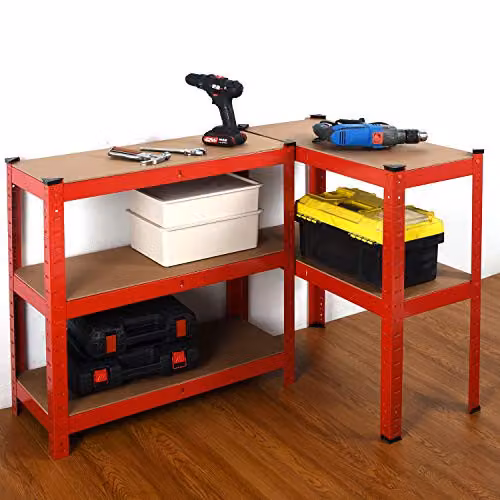 Direct Online Houseware 5 Tier Heavy Duty Metal Garage Shelving Unit, Red, W/D/H: 70 x 30 x 150 cm – 3