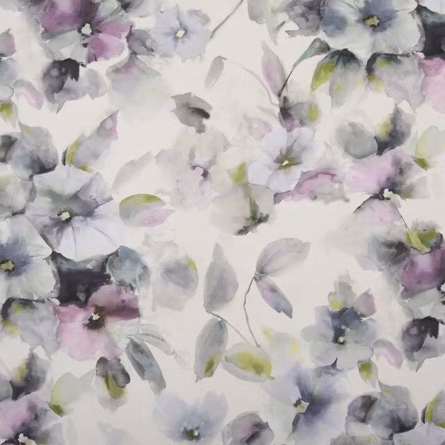 Terrys Hawaii Waikiki Curtain Fabric in Grey, Purple and Multicolour