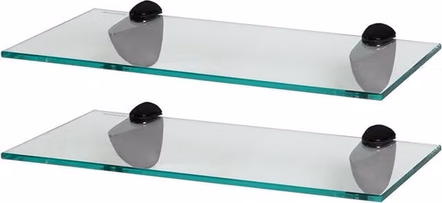 Harbour Housewares Black and Transparent Floating Glass Wall Mounted Shelf, Width: 40 cm